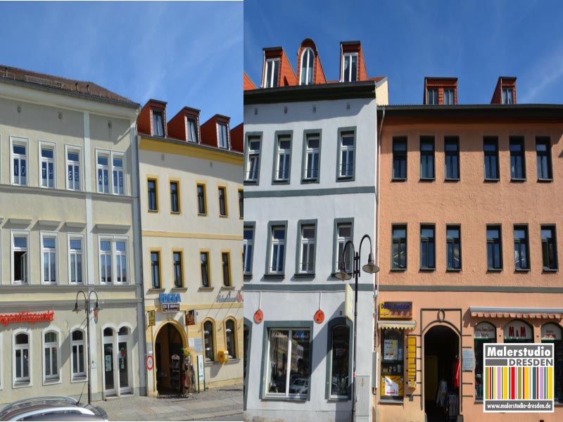 Fassadenneubeschichtung an vier Markthäusern 
